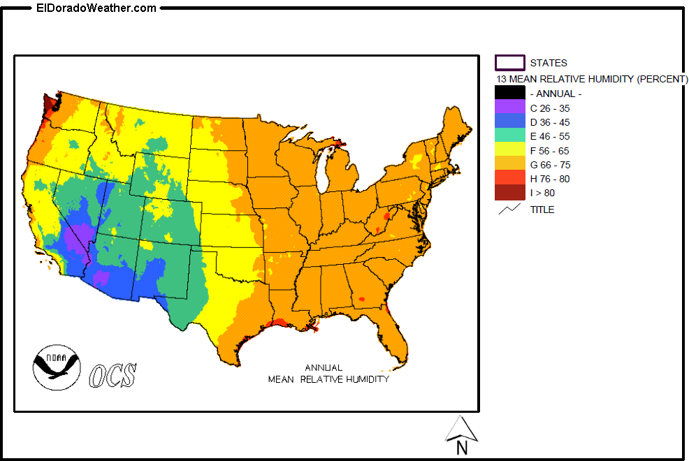 US Annual Mean Relative Humidity